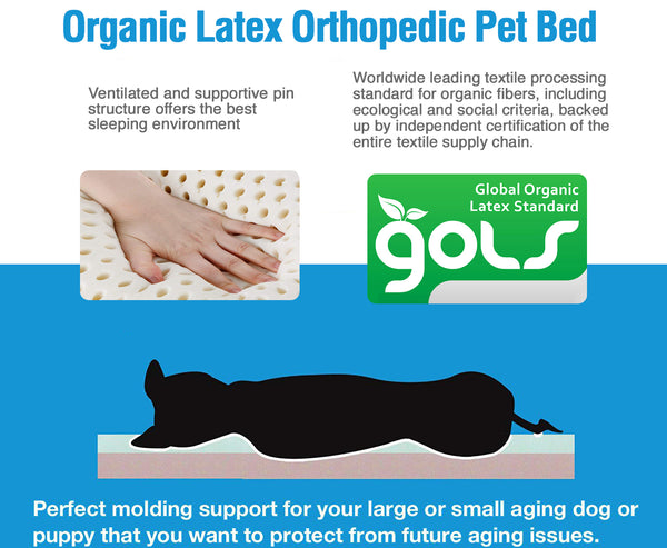 Pet Support Systems Organic Latex Orthopedic Dog Bed - Back Support Systems