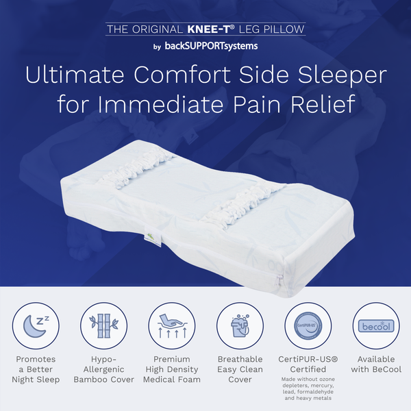 Flexicomfort Knee Pillow for Side Sleepers - Removable Memory Foam Layers to Customize Thickness - Orthopedic Hip Pillow for Between Legs When